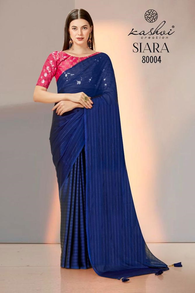 Siara 80001-80008 By Kashvi Plain Party Wear Sarees Catalog